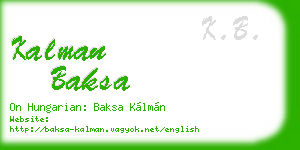 kalman baksa business card